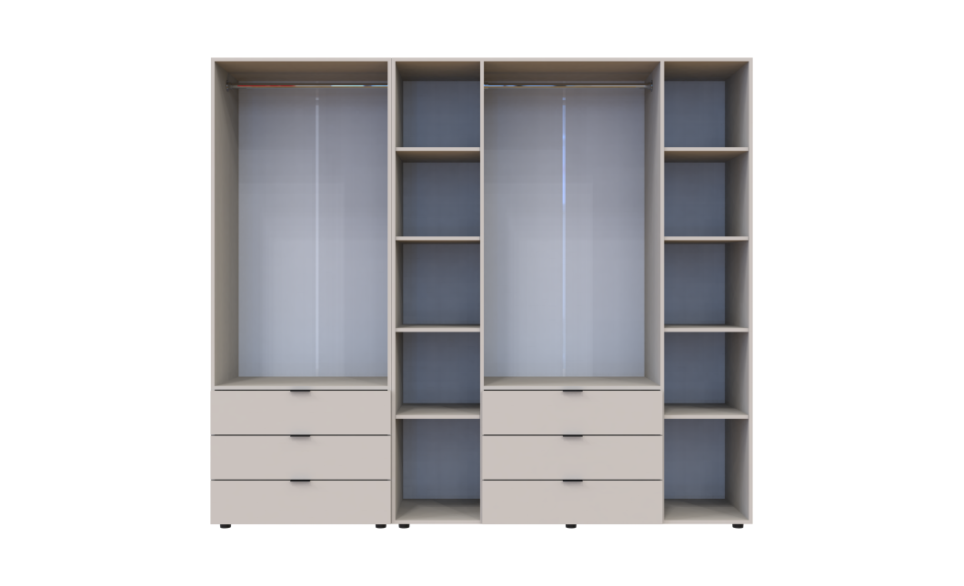 Kleiderschrank Doros Gelar Set mit Drehtüren Kaschmir 2+4 Türen 232,5x49,5x203,4 (80737639)