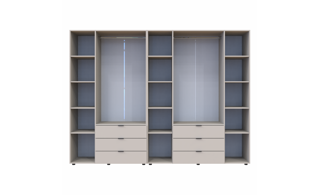 Kleiderschrank Doros Gelar Set mit Drehtüren Kaschmir 3+4 Türen 271,2x49,5x203,4 (80737641)
