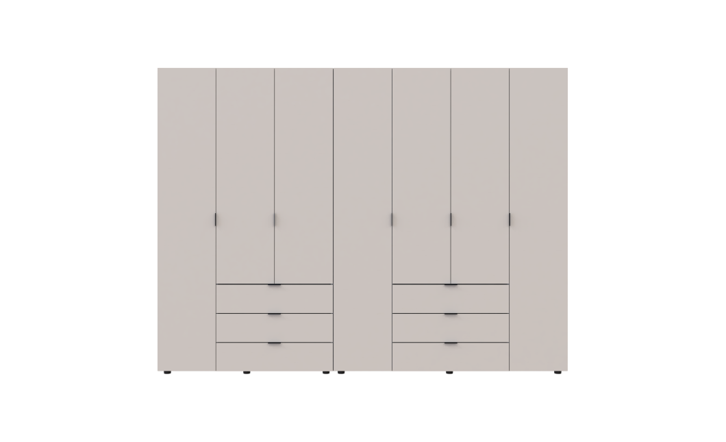 Kleiderschrank Doros Gelar Set mit Drehtüren Kaschmir 3+4 Türen 271,2x49,5x203,4 (80737641)