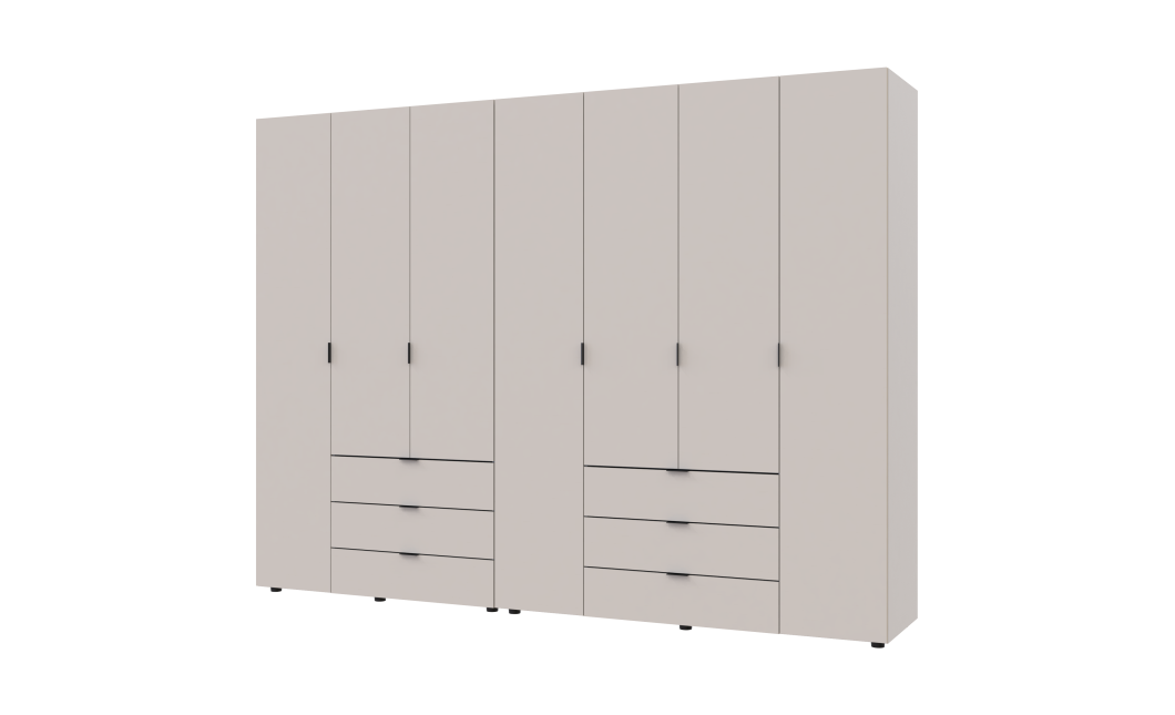Kleiderschrank Doros Gelar Set mit Drehtüren Kaschmir 3+4 Türen 271,2x49,5x203,4 (80737641)