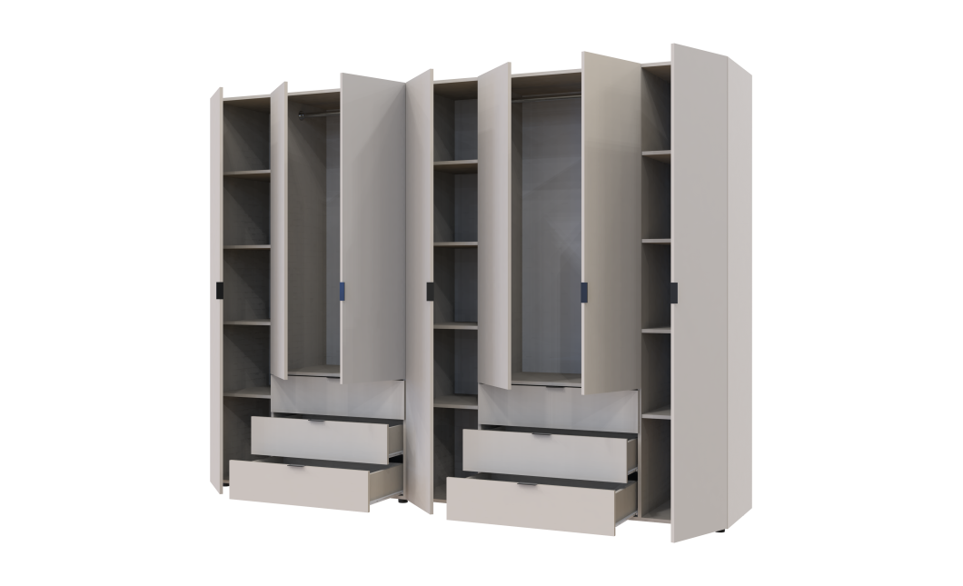 Kleiderschrank Doros Gelar Set mit Drehtüren Kaschmir 3+4 Türen 271,2x49,5x203,4 (80737641)