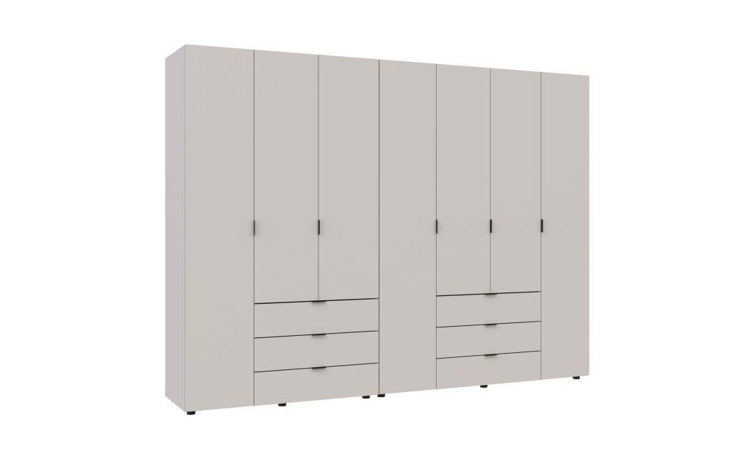 Kleiderschrank Doros Gelar Set mit Drehtüren Kaschmir 3+4 Türen 271,2x49,5x203,4 (80737641)