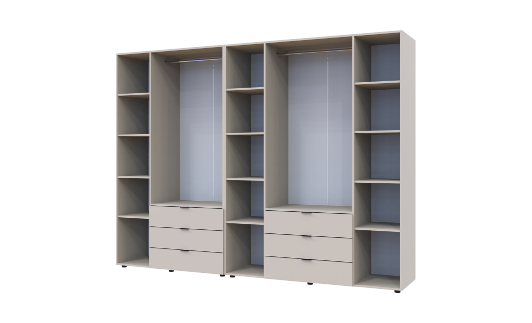 Kleiderschrank Doros Gelar Set mit Drehtüren Kaschmir 3+4 Türen 271,2x49,5x203,4 (80737641)