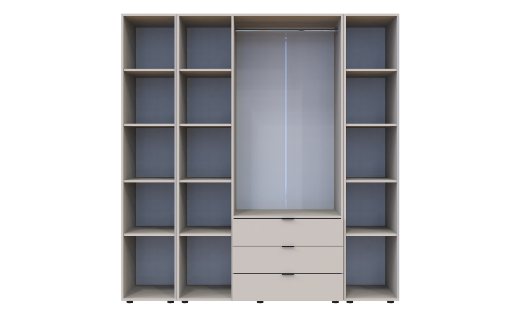 Kleiderschrank Doros Gelar Kaschmir 3 Türen mit 2 offenen Regalböden 192,6x49,5x203,4 (80737646)