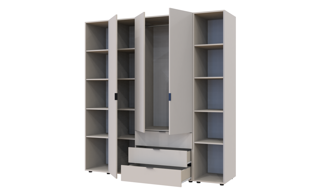 Kleiderschrank Doros Gelar Kaschmir 3 Türen mit 2 offenen Regalböden 192,6x49,5x203,4 (80737646)