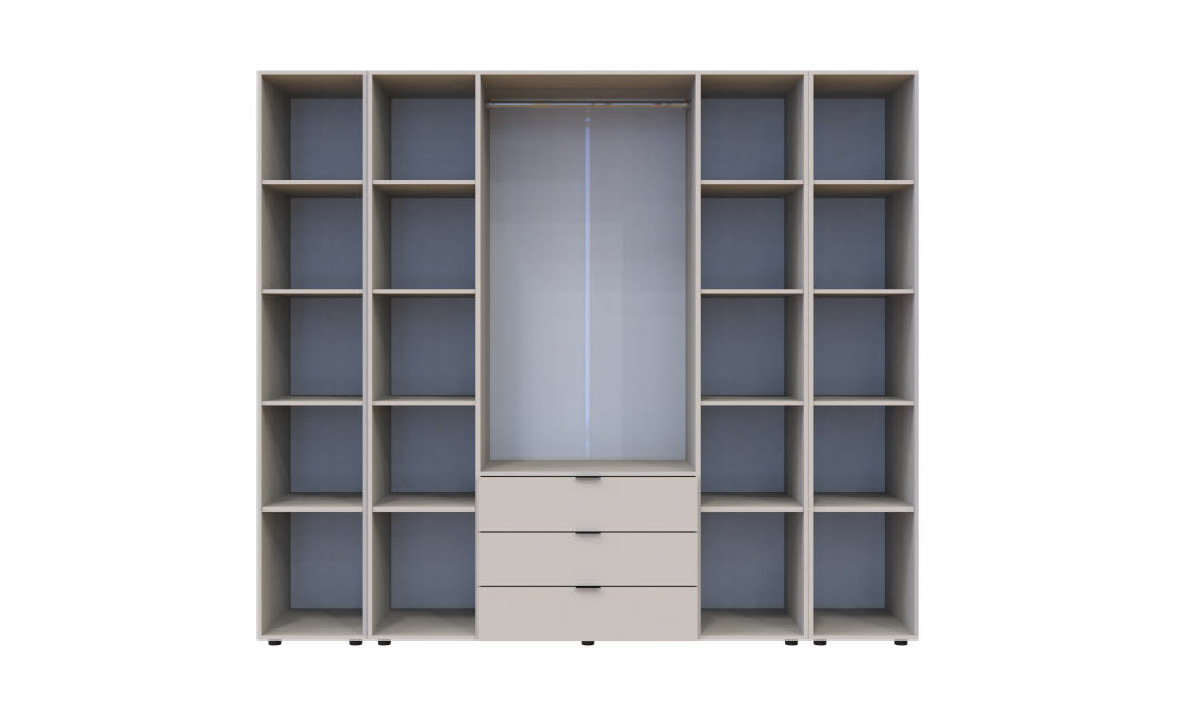 Kleiderschrank Doros Gelar Kaschmir 4 Türen mit 2 offenen Regalböden 231,4x49,5x203,4 (80737648)