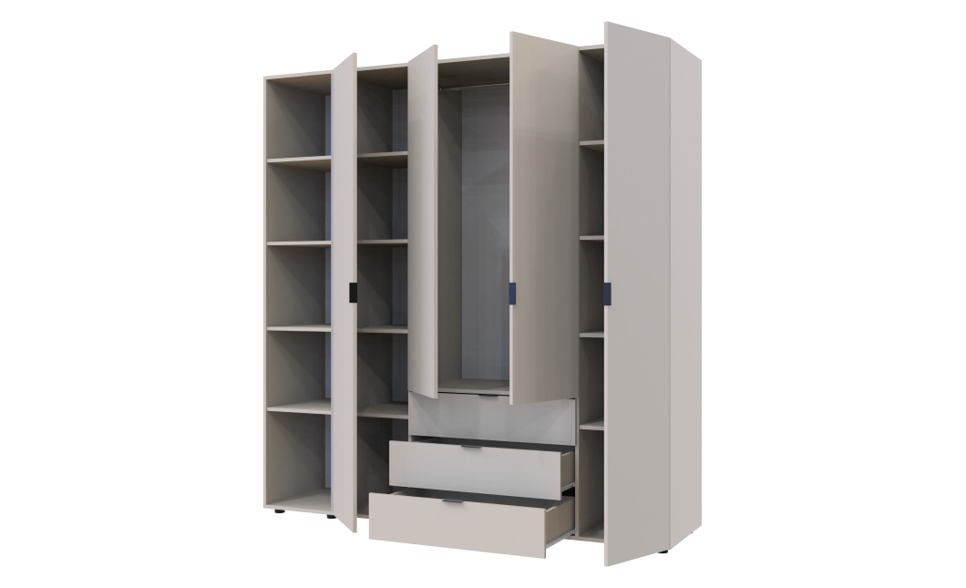 Kleiderschrank Doros Gelar Kaschmir 4 Türen mit offenem Regal 193,2x49,5x203,4 (80737647)