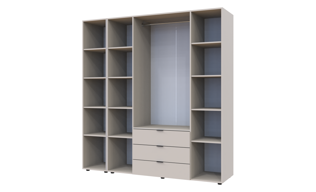 Kleiderschrank Doros Gelar Kaschmir 4 Türen mit offenem Regal 193,2x49,5x203,4 (80737647)