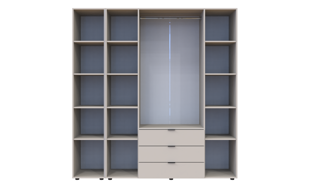 Kleiderschrank Doros Gelar Kaschmir 4 Türen mit offenem Regal 193,2x49,5x203,4 (80737647)