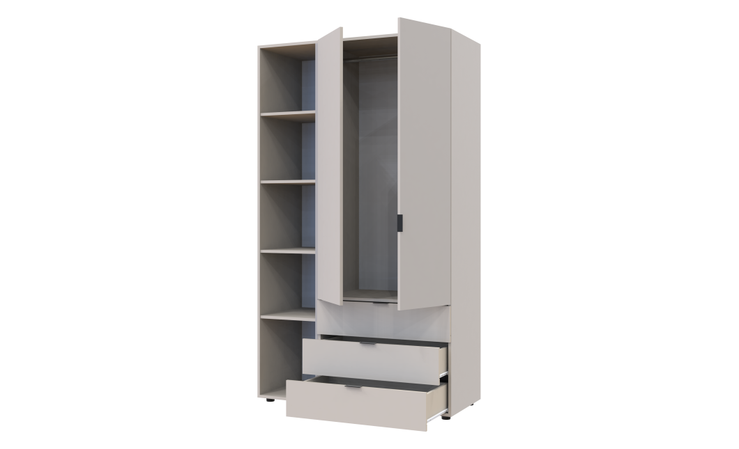 Kleiderschrank Doros Gelar Kaschmir 2 Türen mit offenem Regal 115,7x49,5x203,4 (80737643)
