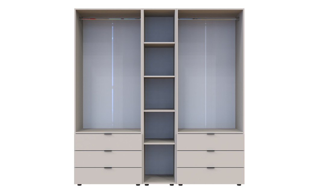 Kleiderschrank Doros Gelar Kaschmir 2+2 Türen mit offenem Regal 193,2x49,5x203,4 (80737649)