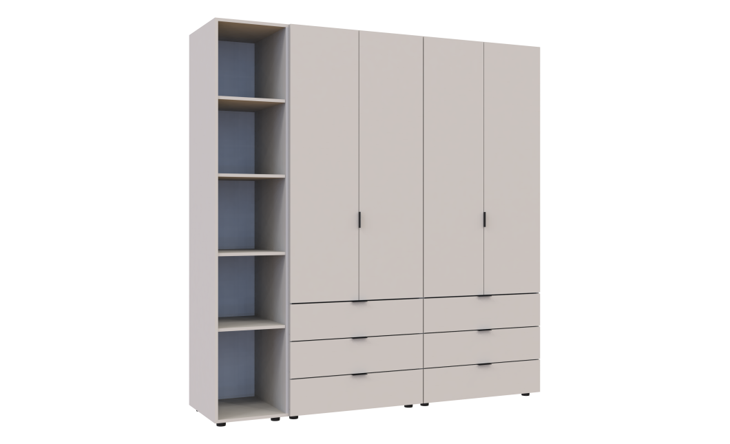 Kleiderschrank Doros Gelar Kaschmir 2+2 Türen mit offenem Regal 193,2x49,5x203,4 (80737649)