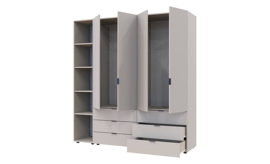 Kleiderschrank Doros Gelar Kaschmir 2+2 Türen mit offenem Regal 193,2x49,5x203,4 (80737649)