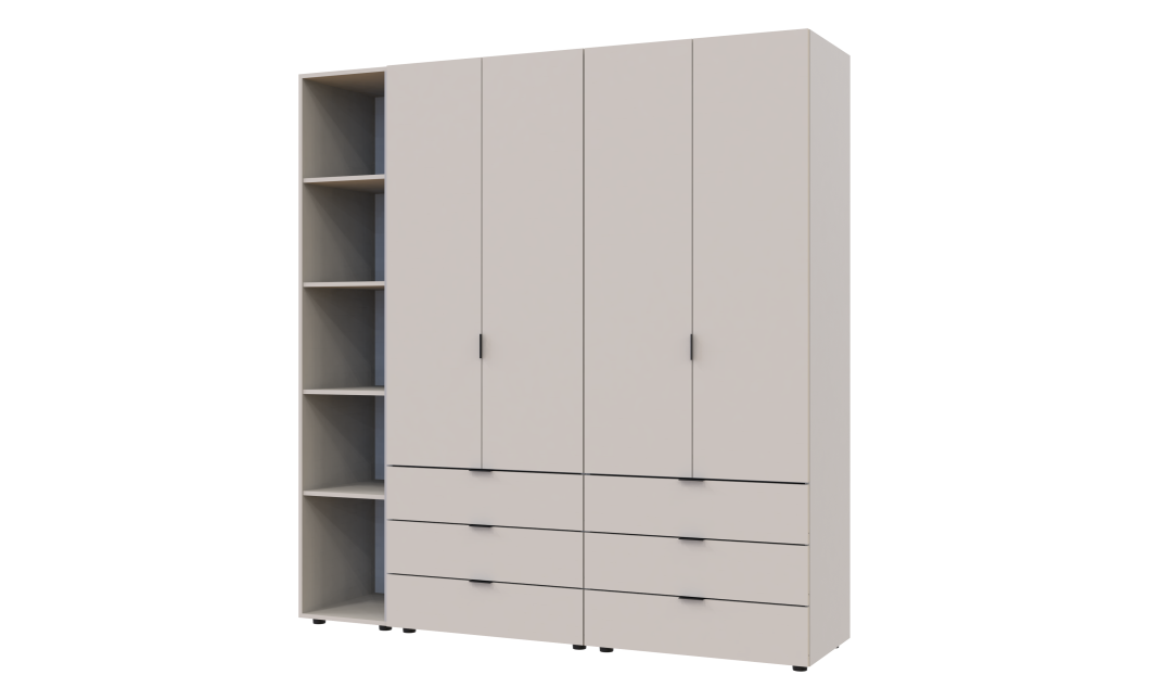 Kleiderschrank Doros Gelar Kaschmir 2+2 Türen mit offenem Regal 193,2x49,5x203,4 (80737649)