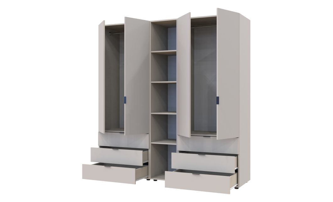 Kleiderschrank Doros Gelar Kaschmir 2+2 Türen mit offenem Regal 193,2x49,5x203,4 (80737649)