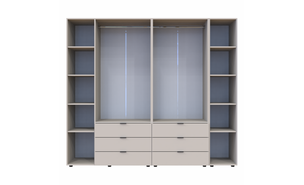 Kleiderschrank Doros Gelar Kaschmir 2+3 Türen mit offenem Regal 231,9x49,5x203,4 (80737650)