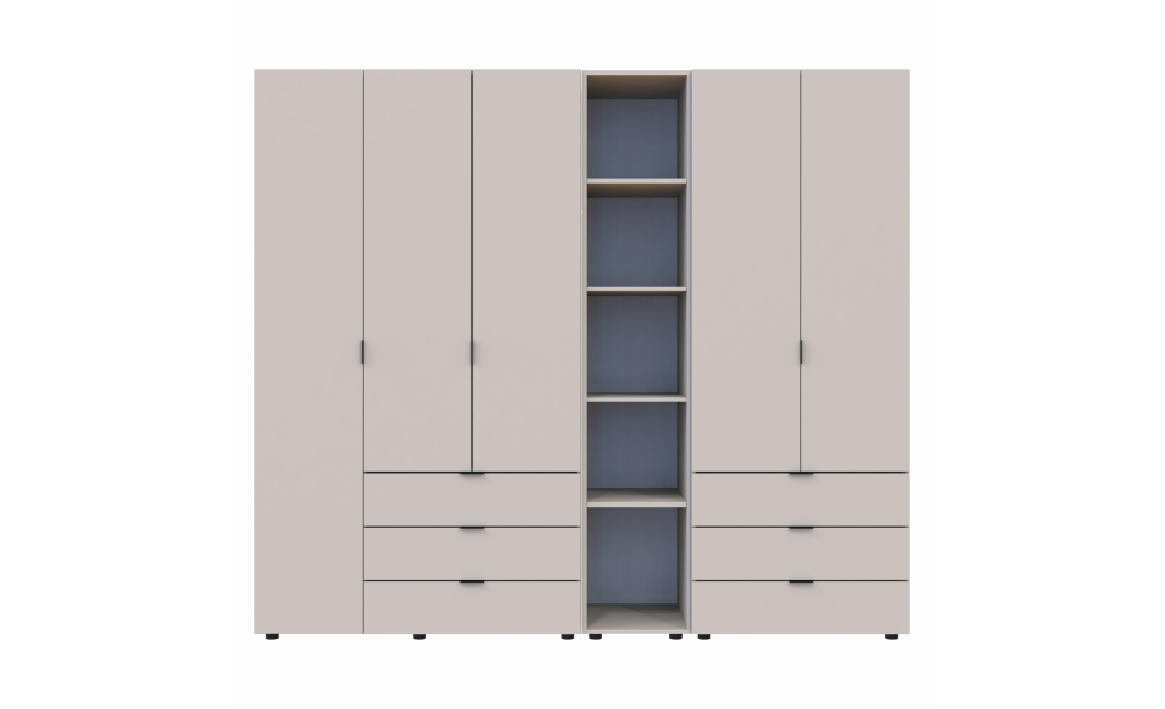 Kleiderschrank Doros Gelar Kaschmir 2+3 Türen mit offenem Regal 231,9x49,5x203,4 (80737650)