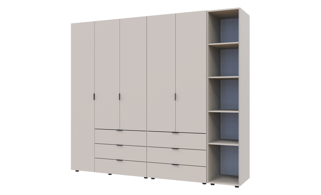 Kleiderschrank Doros Gelar Kaschmir 2+3 Türen mit offenem Regal 231,9x49,5x203,4 (80737650)
