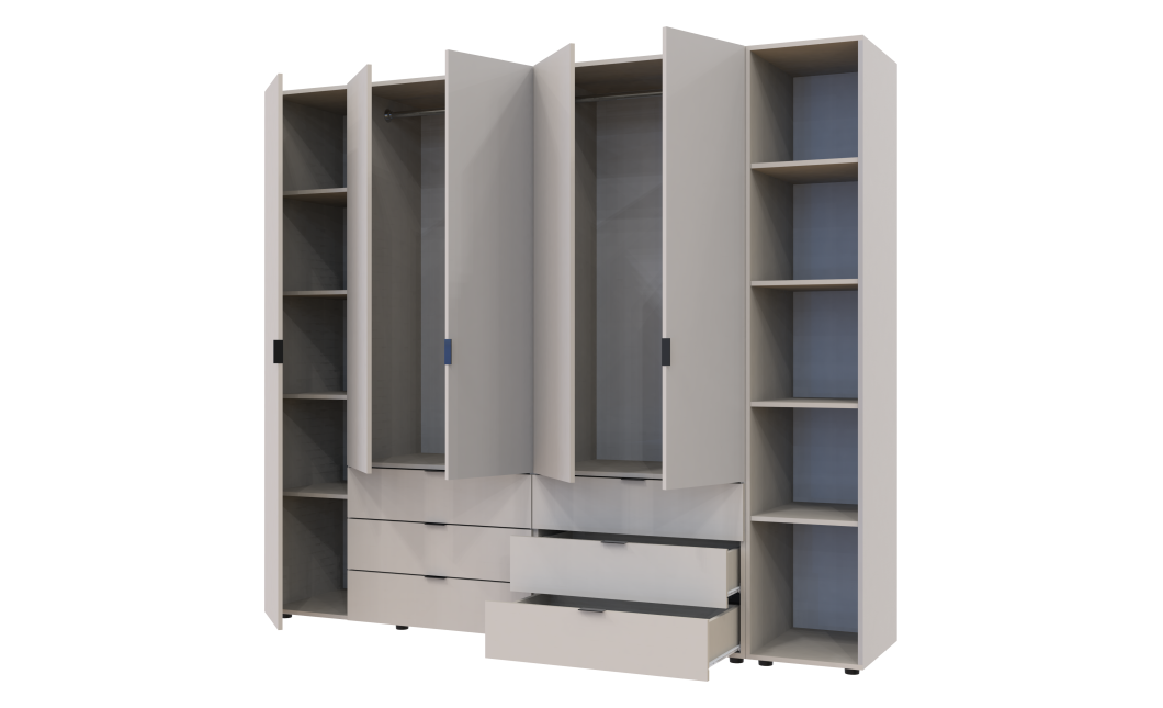 Kleiderschrank Doros Gelar Kaschmir 2+3 Türen mit offenem Regal 231,9x49,5x203,4 (80737650)