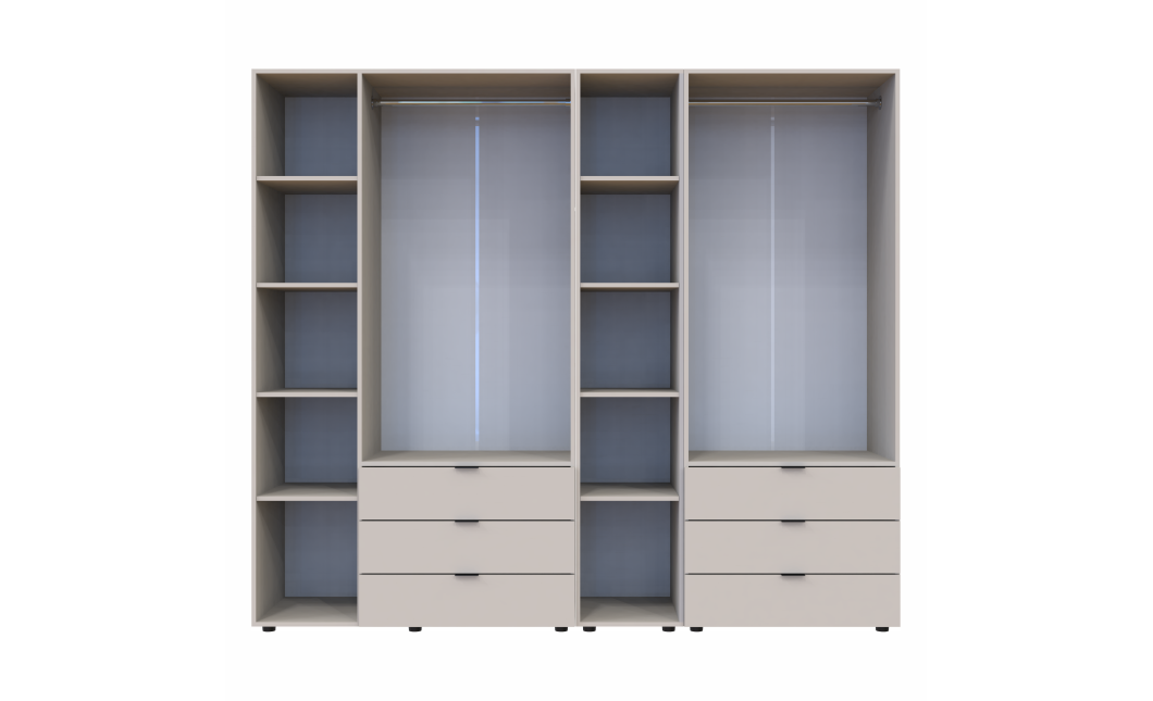 Kleiderschrank Doros Gelar Kaschmir 2+3 Türen mit offenem Regal 231,9x49,5x203,4 (80737650)