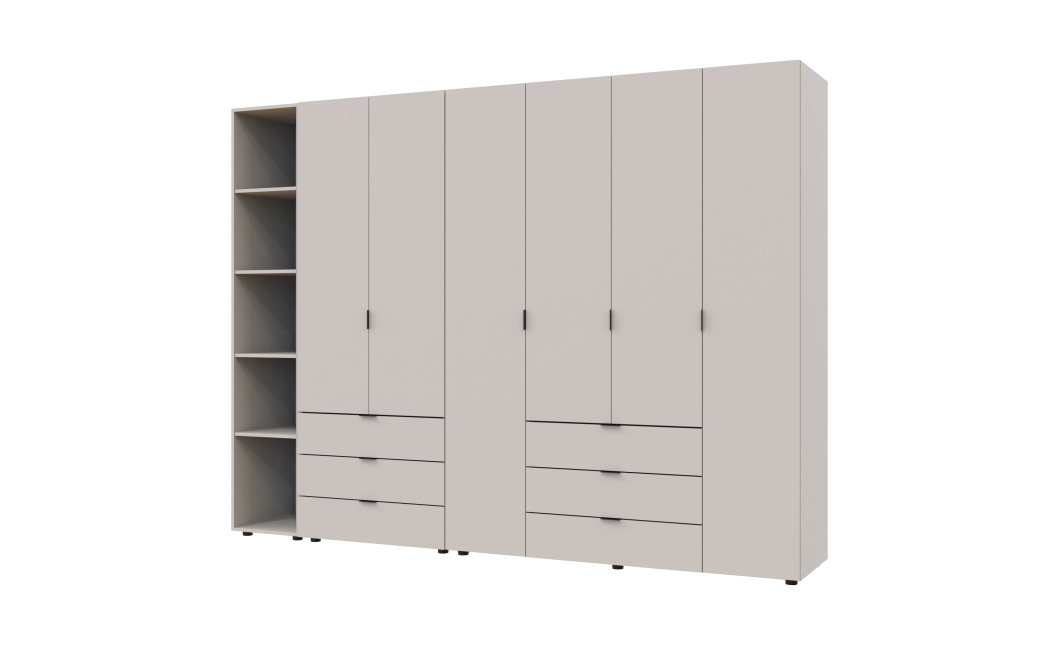 Kleiderschrank Doros Gelar Kaschmir 2+4 Türen mit offenem Regal 270,7x49,5x203,4 (80737651)