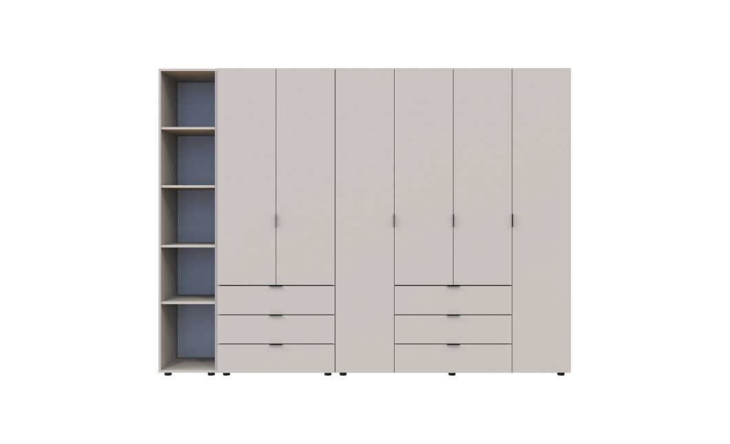 Kleiderschrank Doros Gelar Kaschmir 2+4 Türen mit offenem Regal 270,7x49,5x203,4 (80737651)