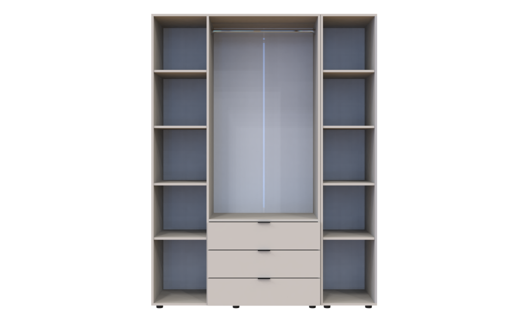 Kleiderschrank Doros Gelar Kaschmir 3 Türen mit offenem Regal 154,4x49,5x203,4 (80737645)