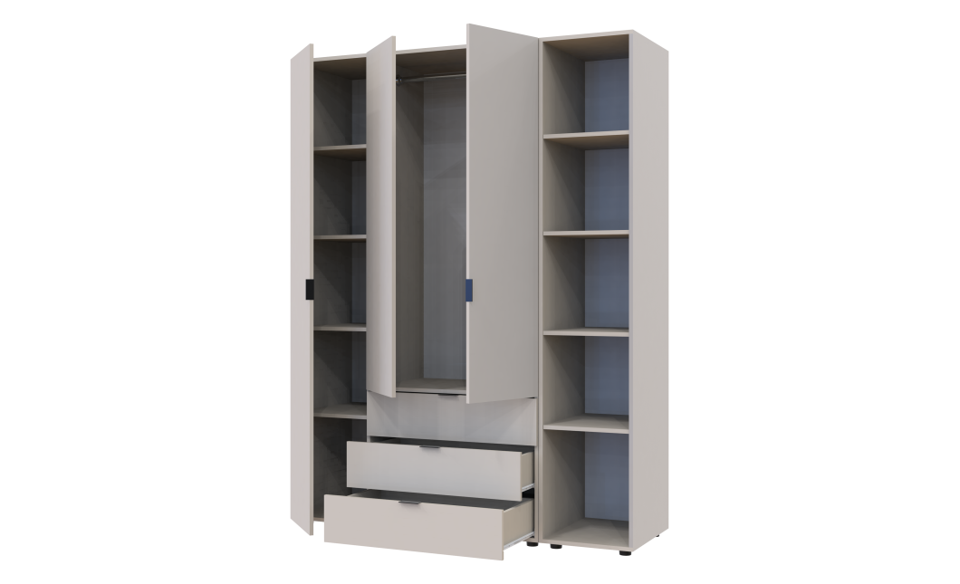 Kleiderschrank Doros Gelar Kaschmir 3 Türen mit offenem Regal 154,4x49,5x203,4 (80737645)