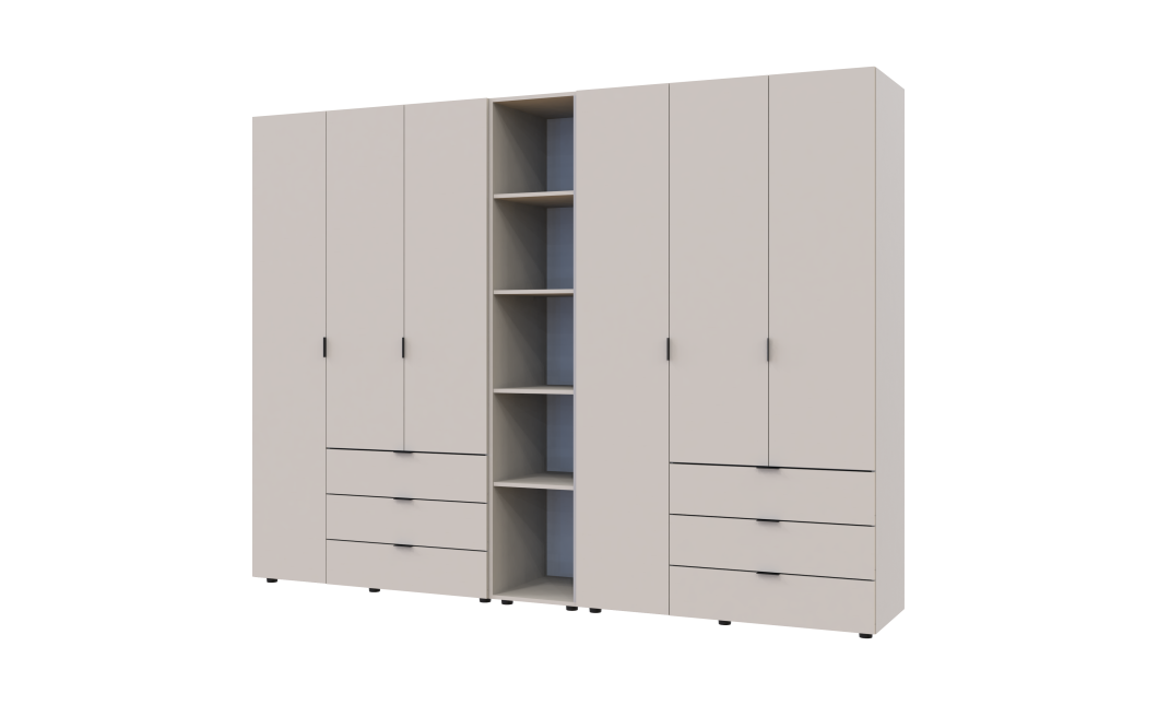 Kleiderschrank Doros Gelar Kaschmir 3+3 Türen mit offenem Regal 270,6x49,5x203,4 (80737652)