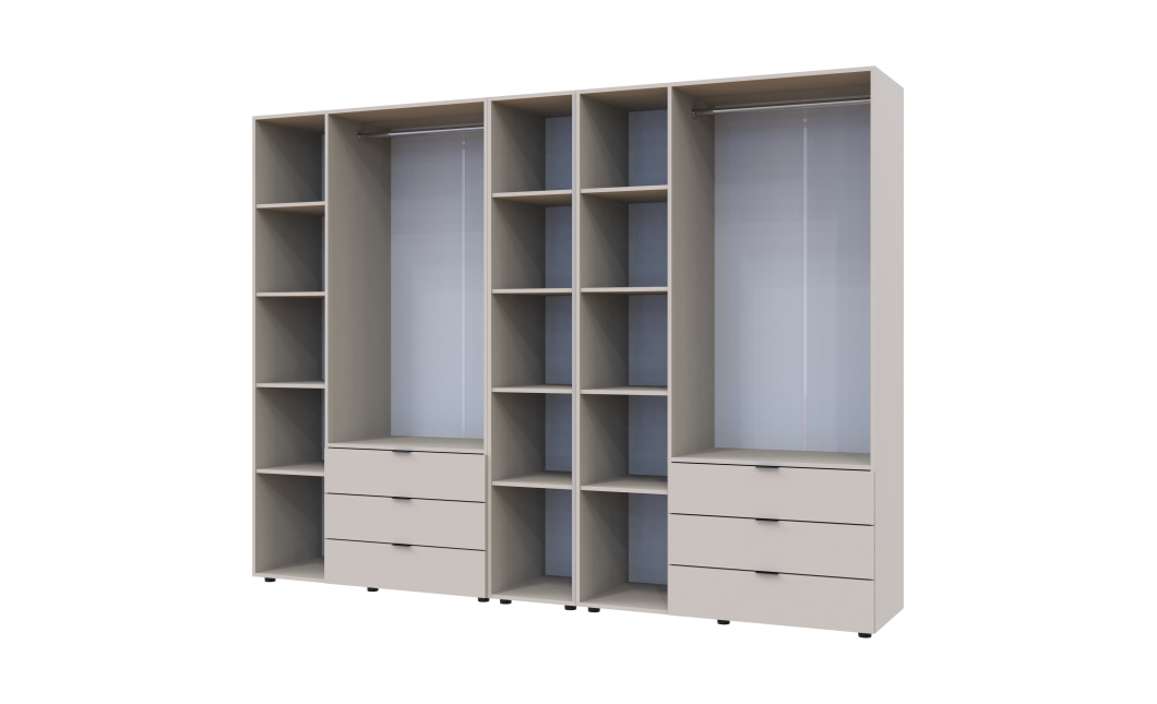 Kleiderschrank Doros Gelar Kaschmir 3+3 Türen mit offenem Regal 270,6x49,5x203,4 (80737652)