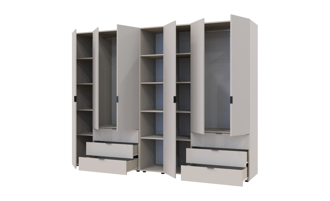 Kleiderschrank Doros Gelar Kaschmir 3+3 Türen mit offenem Regal 270,6x49,5x203,4 (80737652)