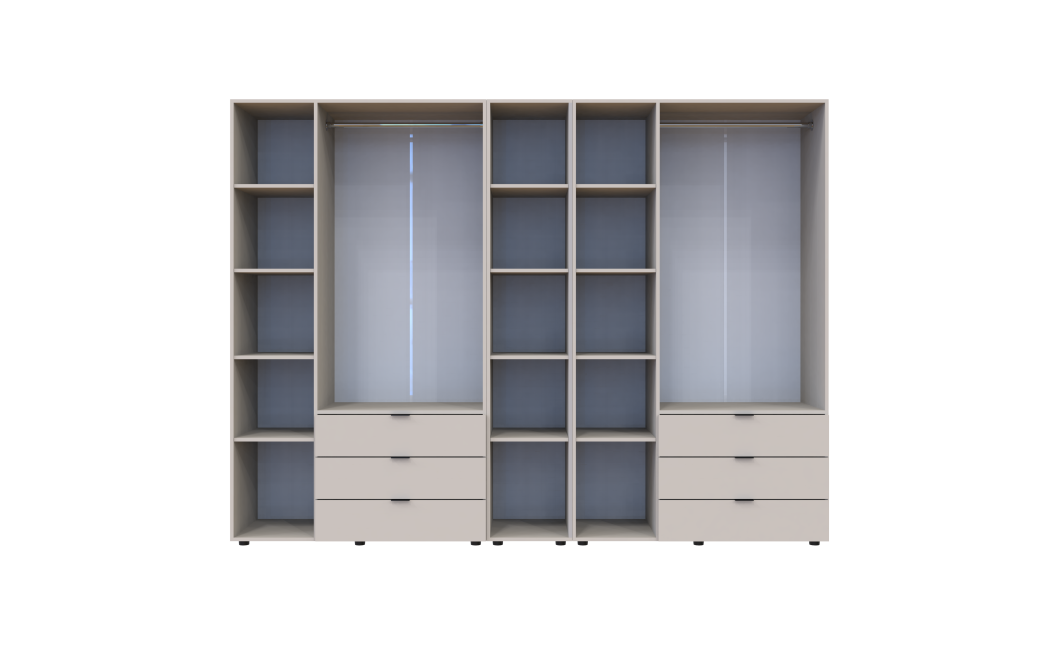 Kleiderschrank Doros Gelar Kaschmir 3+3 Türen mit offenem Regal 270,6x49,5x203,4 (80737652)