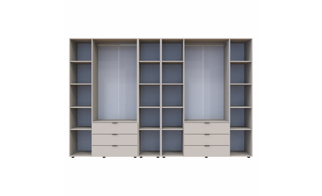 Kleiderschrank Doros Gelar Kaschmir 3+4 Türen mit offenem Regal 309,4x49,5x203,4 (80737653)