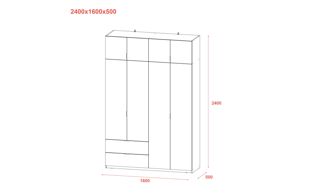Kleiderschrank Doros Lukas mit Drehtüren Weiß 160x50x240 (80737067)