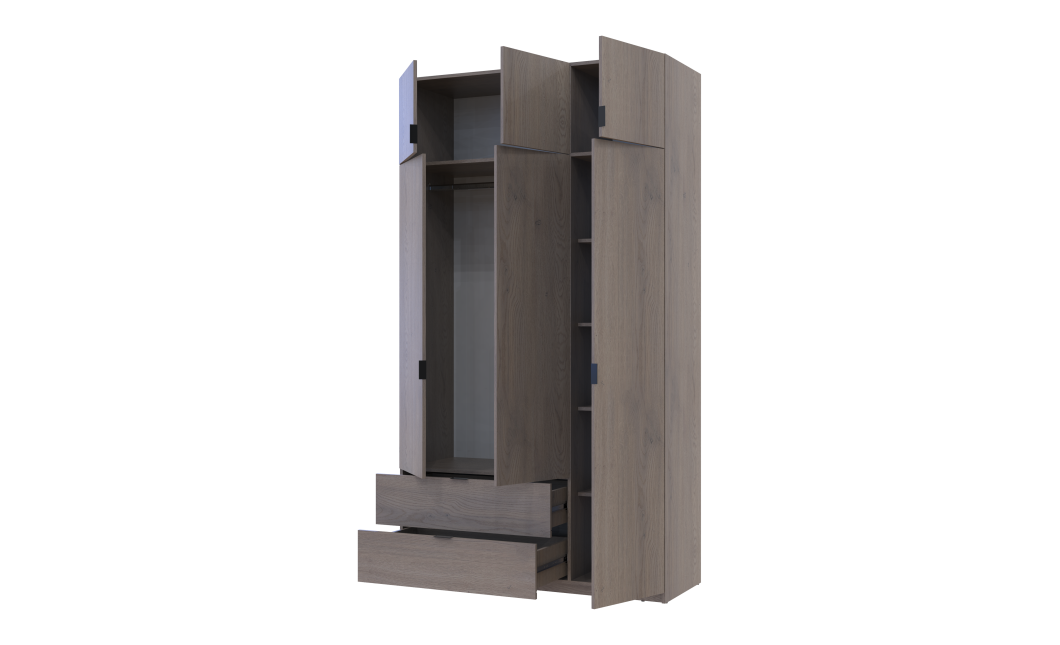 Kleiderschrank Doros Lukas mit Drehtüren Cannolo 3 Türen 135x50x240 (44900369)