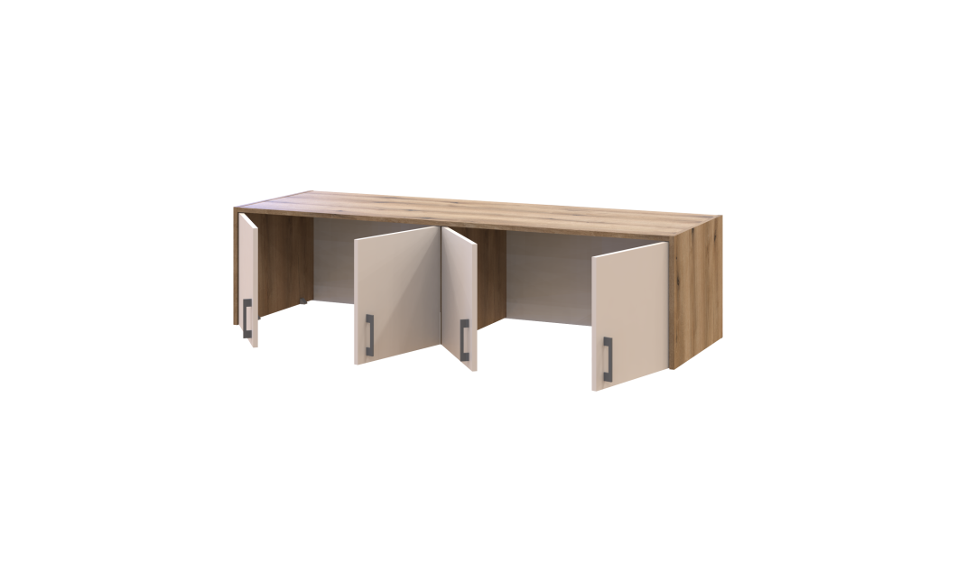 Kleiderschrank Doros Rondi mit Drehtüren mit Oberschrank und Spiegel Artisan Eiche / Kaschmir 4 Türen 160x52x236 (80737831)