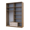 Kleiderschrank Doros Rondi mit Drehtüren mit Oberschrank und Spiegel Artisan Eiche / Kaschmir 4 Türen 160x52x236 (80737831)