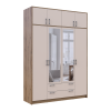 Kleiderschrank Doros Rondi mit Drehtüren mit Oberschrank und Spiegel Artisan Eiche / Kaschmir 4 Türen 160x52x236 (80737831)