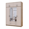 Kleiderschrank Doros Rondi mit Drehtüren mit Oberschrank und Spiegel Artisan Eiche / Kaschmir 4 Türen 160x52x236 (80737831)