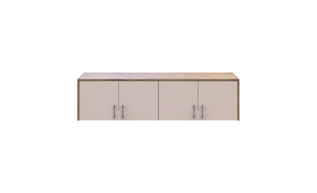 Kleiderschrank Doros Rondi mit Drehtüren mit Oberschrank und Spiegel Artisan Eiche / Kaschmir 4 Türen 160x52x236 (80737831)