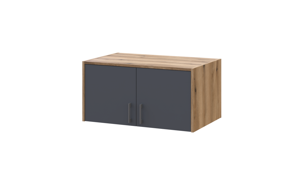 Kleiderschrank Doros Rondi mit Drehtüren mit Oberschrank Artisan Eiche / Graphitgrau 2 Türen 82x52x236 (80737808)