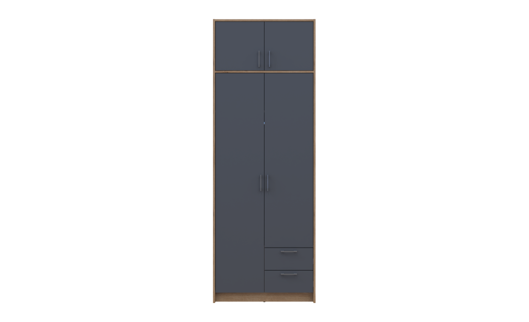 Kleiderschrank Doros Rondi mit Drehtüren mit Oberschrank Artisan Eiche / Graphitgrau 2 Türen 82x52x236 (80737808)