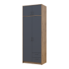 Kleiderschrank Doros Rondi mit Drehtüren mit Oberschrank Artisan Eiche / Graphitgrau 2 Türen 82x52x236 (80737808)