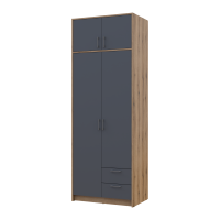 Kleiderschrank Doros Rondi mit Drehtüren mit Oberschrank Artisan Eiche / Graphitgrau 2 Türen 82x52x236 (80737808)