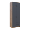 Kleiderschrank Doros Rondi mit Drehtüren mit Oberschrank Artisan Eiche / Graphitgrau 2 Türen 82x52x236 (80737808)