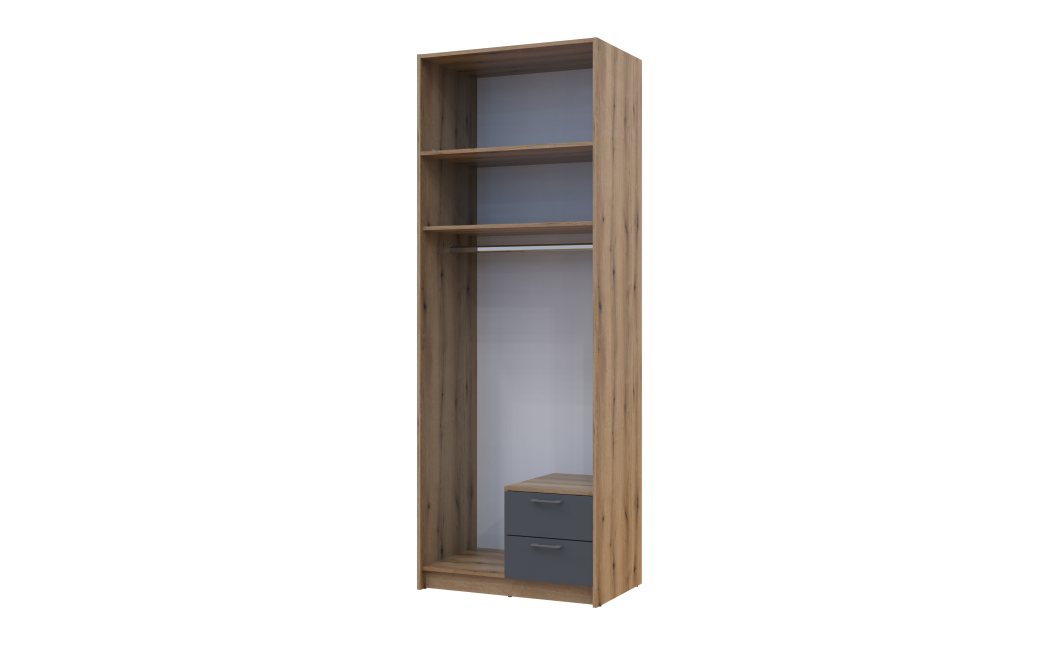Kleiderschrank Doros Rondi mit Drehtüren mit Oberschrank Artisan Eiche / Graphitgrau 2 Türen 82x52x236 (80737808)