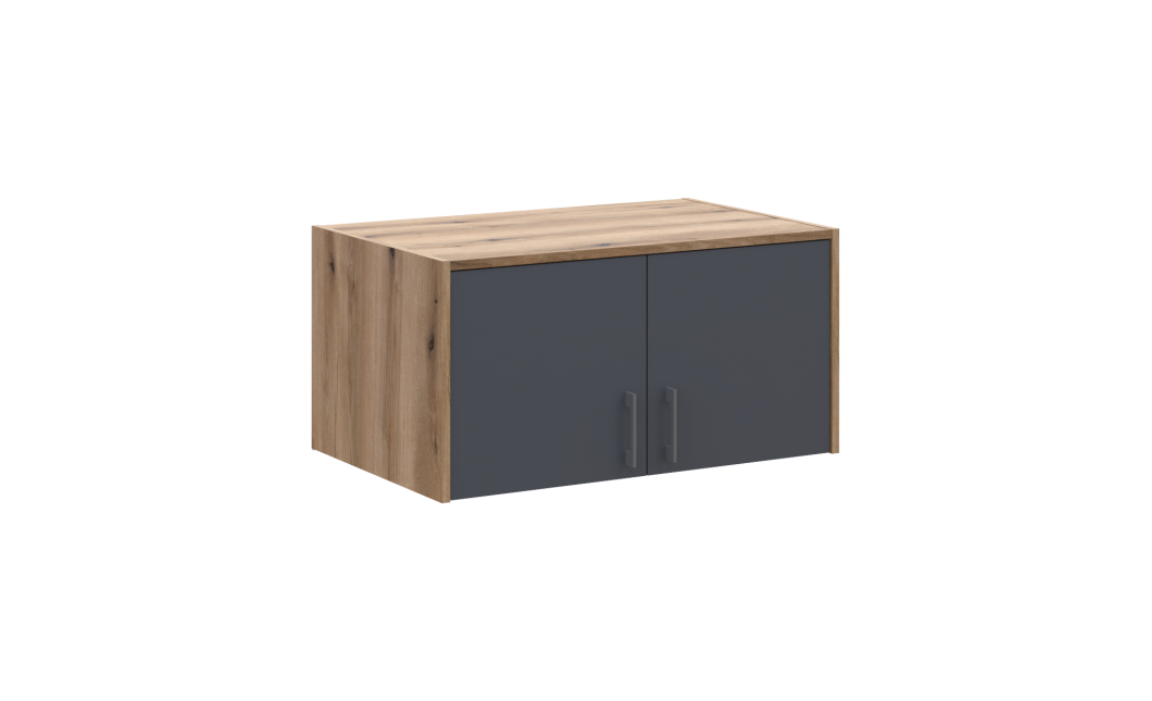 Kleiderschrank Doros Rondi mit Drehtüren mit Oberschrank Artisan Eiche / Graphitgrau 2 Türen 82x52x236 (80737808)