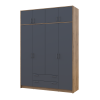 Kleiderschrank Doros Rondi mit Drehtüren mit Oberschrank Artisan Eiche / Graphitgrau 4 Türen 160x52x236 (80737828)