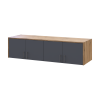 Kleiderschrank Doros Rondi mit Drehtüren mit Oberschrank Artisan Eiche / Graphitgrau 4 Türen 160x52x236 (80737828)