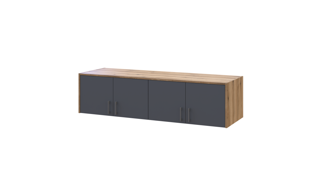 Kleiderschrank Doros Rondi mit Drehtüren mit Oberschrank Artisan Eiche / Graphitgrau 4 Türen 160x52x236 (80737828)